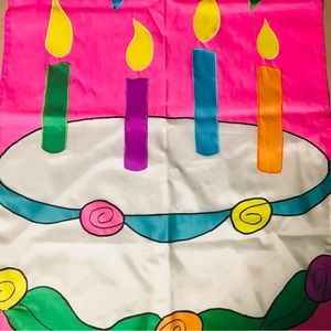 happy birthday cake garden flag used good condition